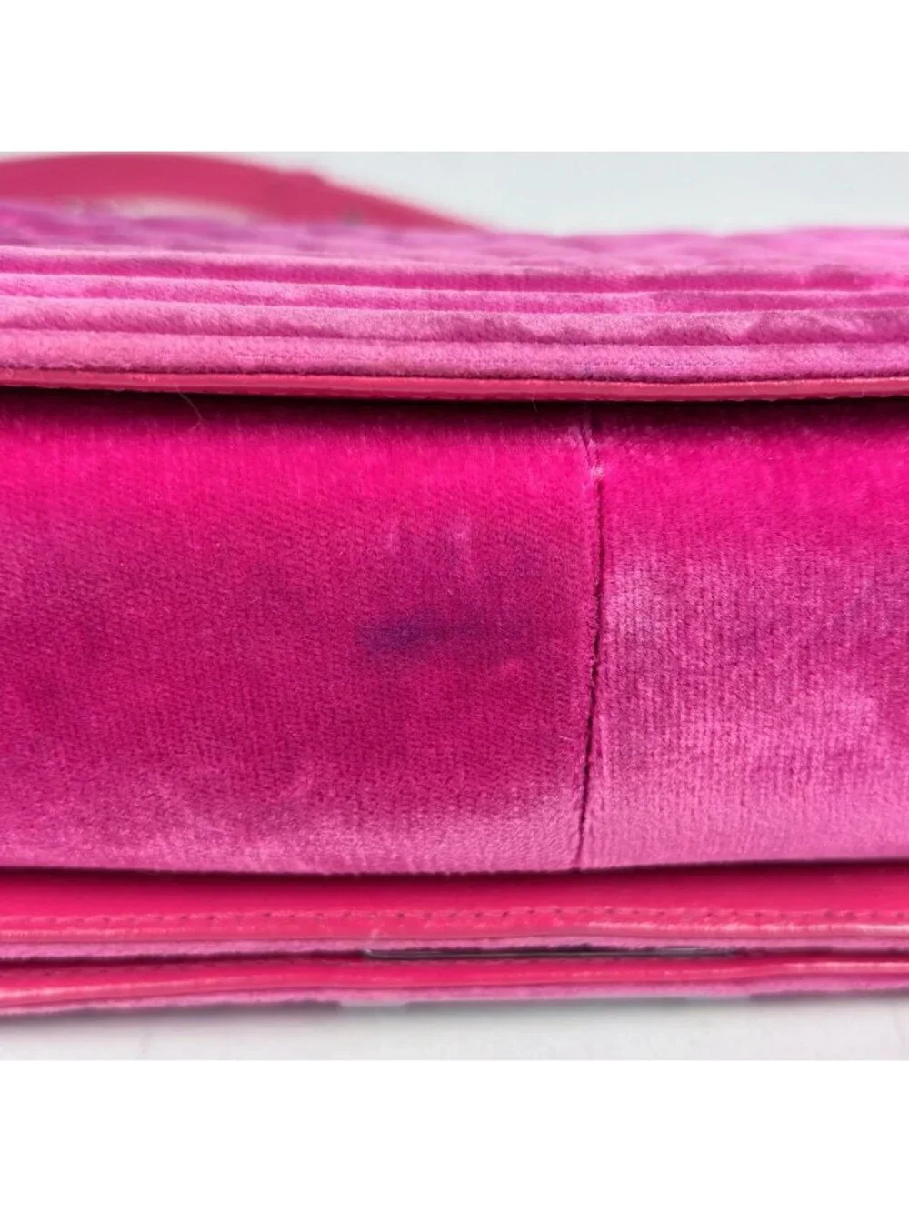 Chanel Shoulder Bag Boy CC Logo Velvet Pink